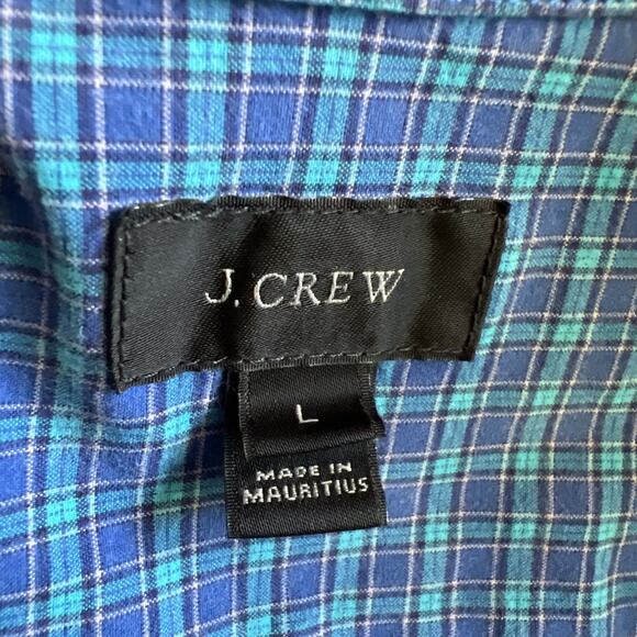 J Crew Shirt Mens Large Blue Green Check 100% Cotton Pocket Button Down Preppy - Picture 6 of 11